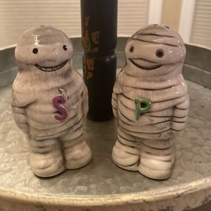 Halloween Mummy Salt & Pepper Shaker Set, Dolomite Ceramic, Halloween Mummies